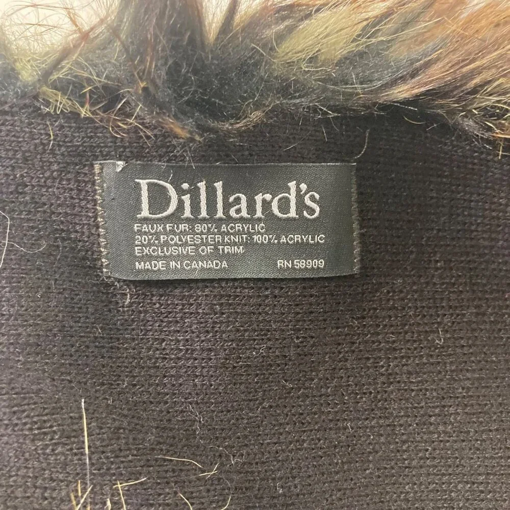 Womens Dillards Faux Fur Mink Scarf Brown Acrylic Polyester 5 x 39